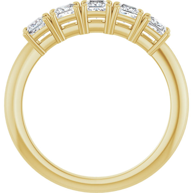 14K Gold Square Lab-Grown Diamond Five-Stone Anniversary Band - 1/4-1/2 CTW - Yellow Gold - view 2