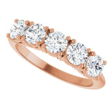 14K Gold Round Natural Diamond Five-Stone Anniversary Band - 1 1/3-3 7/8 CTW - Rose Gold - view 5