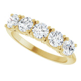 14K Gold Round Natural Diamond Five-Stone Anniversary Band - 1 1/3-3 7/8 CTW - Yellow Gold - view 5