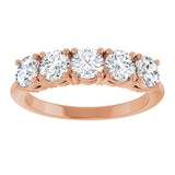 14K Gold Round Lab-Grown Diamond Five-Stone Anniversary Band - 1 1/3-3 5/8 CTW - Rose Gold - view 3