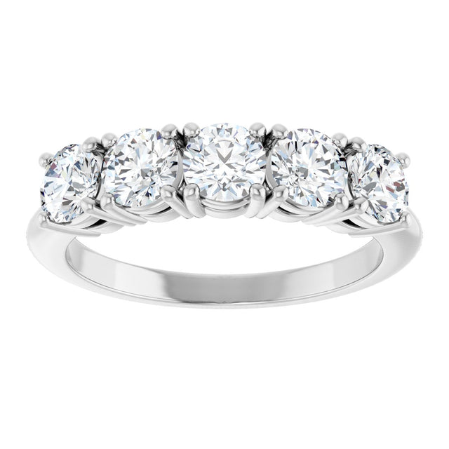 Platinum Round Lab-Grown Diamond Five-Stone Anniversary Band - 1 1/3-3 5/8 CTW - view 3