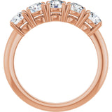 14K Gold Round Lab-Grown Diamond Five-Stone Anniversary Band - 1 1/3-3 5/8 CTW - Rose Gold - view 2