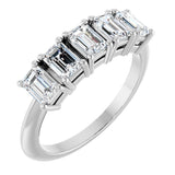 Platinum Emerald Lab-Grown Diamond Five-Stone Anniversary Band - 4.5x3mm Stones