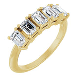 14K Gold Emerald Lab-Grown Diamond Five-Stone Anniversary Band - 4.5x3mm Stones - Yellow Gold