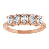 14K Gold Oval Lab-Grown Diamond Five-Stone Anniversary Band - 9/10-3 3/4 CTW - Rose Gold - view 3