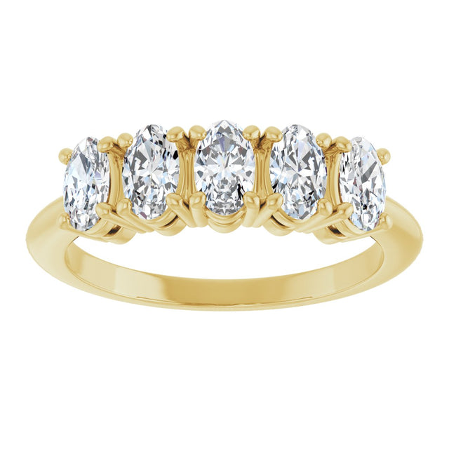 14K Gold Oval Lab-Grown Diamond Five-Stone Anniversary Band - 9/10-3 3/4 CTW - Yellow Gold - view 3