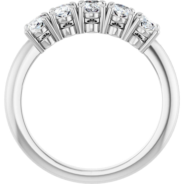 14K Gold Oval Natural Diamond Five-Stone Anniversary Band - 1 1/6-1 7/8 CTW - White Gold - view 2