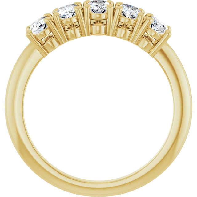 14K Gold Oval Lab-Grown Diamond Five-Stone Anniversary Band - 9/10-3 3/4 CTW - Yellow Gold - view 2