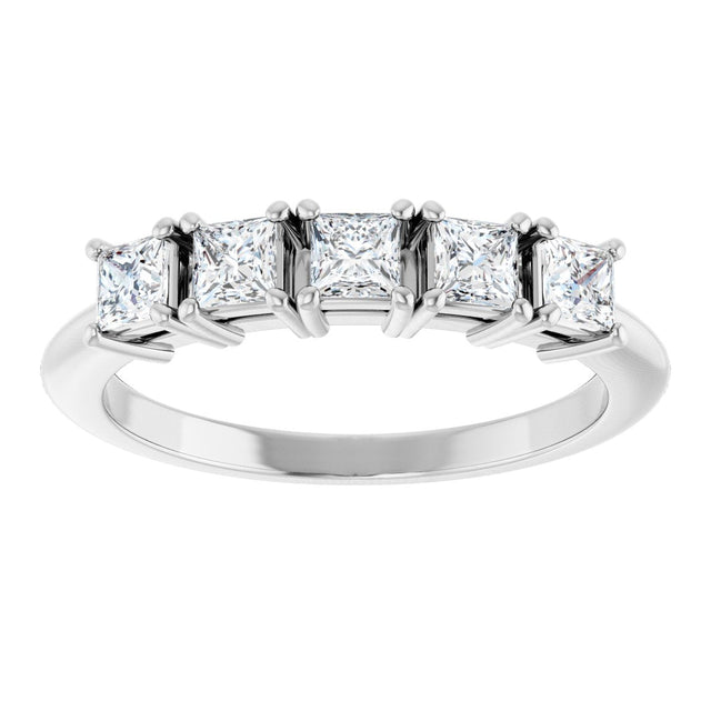 Platinum Square Lab-Grown Diamond Five-Stone Anniversary Band - 1/4-1/2 CTW - view 3