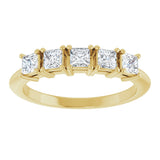 14K Gold Square Natural Diamond Five-Stone Anniversary Band - 1/4-5/8 CTW - Yellow Gold - view 3