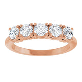 14K Gold Round Lab-Grown Diamond Five-Stone Anniversary Band - 3.8mm Stones - Rose Gold - view 3