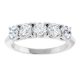 14K Gold Round Lab-Grown Diamond Five-Stone Anniversary Band - 3.8mm Stones - White Gold - view 3