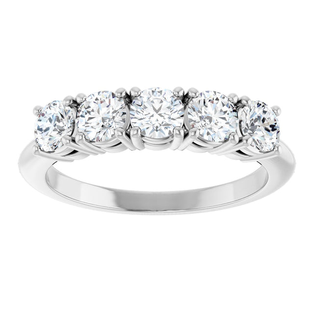 14K Gold Round Lab-Grown Diamond Five-Stone Anniversary Band - 3.8mm Stones - White Gold - view 3