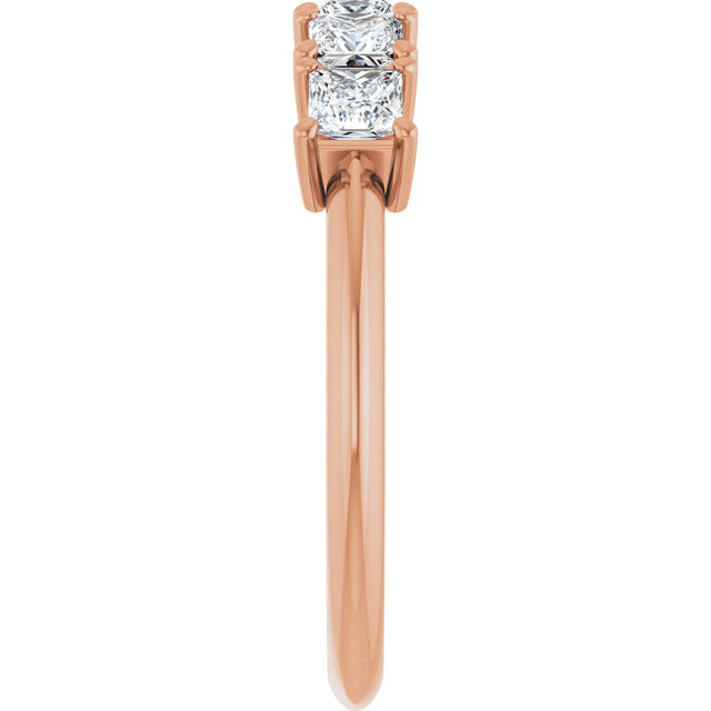 14K Gold Square Natural Diamond Five-Stone Anniversary Band - 3/4 CTW - Rose Gold - view 4