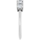 14K Gold Square Natural Diamond Five-Stone Anniversary Band - 3/4 CTW - White Gold - view 4