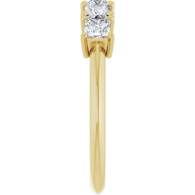 14K Gold Square Lab-Grown Diamond Five-Stone Anniversary Band - 3/4-7 CTW - Yellow Gold - view 4