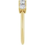 14K Gold Square Natural Diamond Five-Stone Anniversary Band - 3/4 CTW - Yellow Gold - view 4