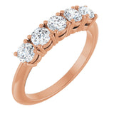 14K Gold Round Natural Diamond Five-Stone Anniversary Band - 1/8-3/4 CTW - Rose Gold