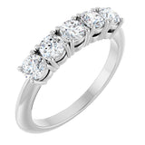 14K Gold Round Lab-Grown Diamond Five-Stone Anniversary Band - 1/6-3/4 CTW - White Gold