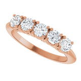 14K Gold Round Natural Diamond Five-Stone Anniversary Band - 1/8-3/4 CTW - Rose Gold - view 5