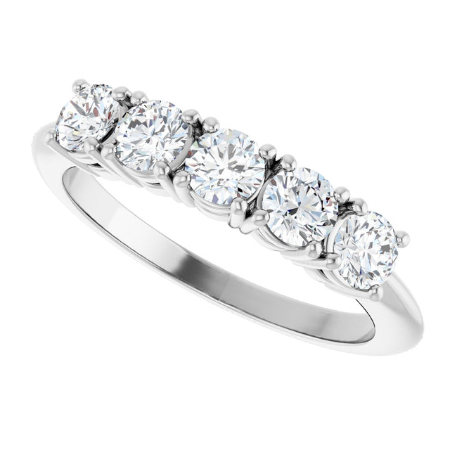 Platinum Round Natural Diamond Five-Stone Anniversary Band - 1/8-3/4 CTW - view 5