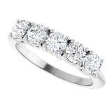 14K Gold Round Lab-Grown Diamond Five-Stone Anniversary Band - 3.8mm Stones - White Gold - view 5