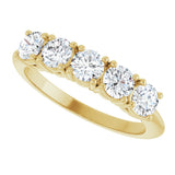 14K Gold Round Lab-Grown Diamond Five-Stone Anniversary Band - 3.8mm Stones - Yellow Gold - view 5