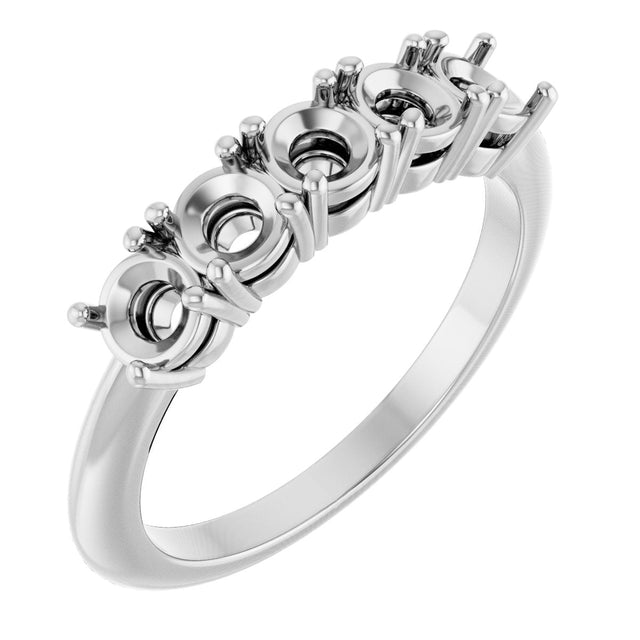 Platinum Round Lab-Grown Diamond Five-Stone Anniversary Band - 3.75mm Stones