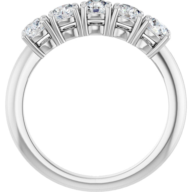 14K Gold Round Lab-Grown Diamond Five-Stone Anniversary Band - 3.75mm Stones - White Gold - view 4