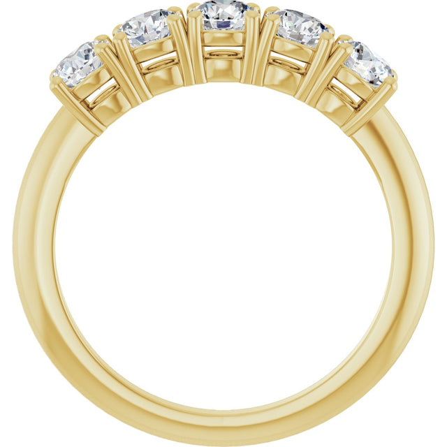 14K Gold Round Lab-Grown Diamond Five-Stone Anniversary Band - 3.75mm Stones - Yellow Gold - view 4