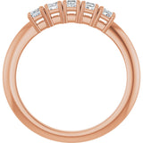 14K Gold Square Natural Diamond Five-Stone Anniversary Band - 1/4-5/8 CTW - Rose Gold - view 2