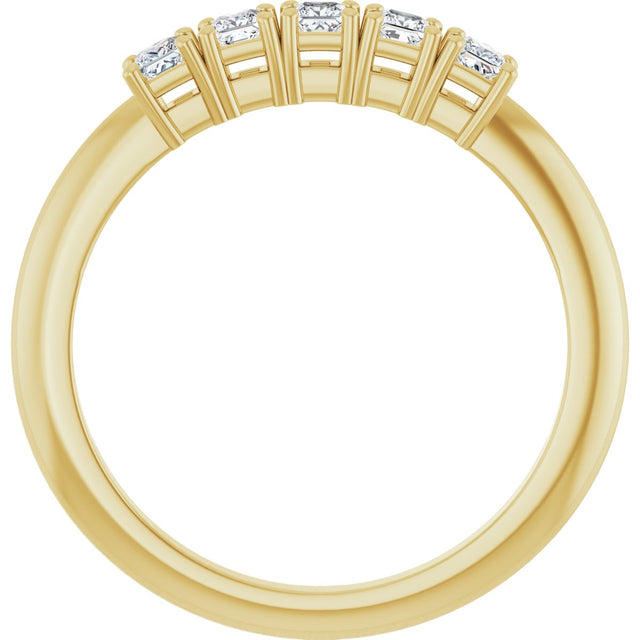 14K Gold Square Lab-Grown Diamond Five-Stone Anniversary Band - 1/4-1/2 CTW - Yellow Gold - view 2