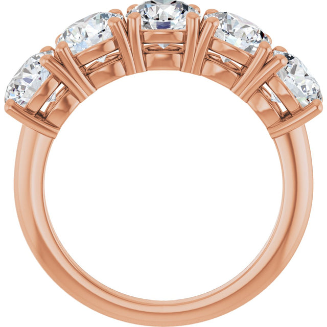 14K Gold Round Lab-Grown Diamond Five-Stone Anniversary Band - 5.5mm Stones - Rose Gold - view 2