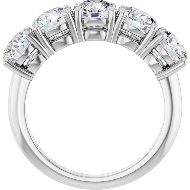 Platinum Round Lab-Grown Diamond Five-Stone Anniversary Band - 5.5mm Stones - view 2