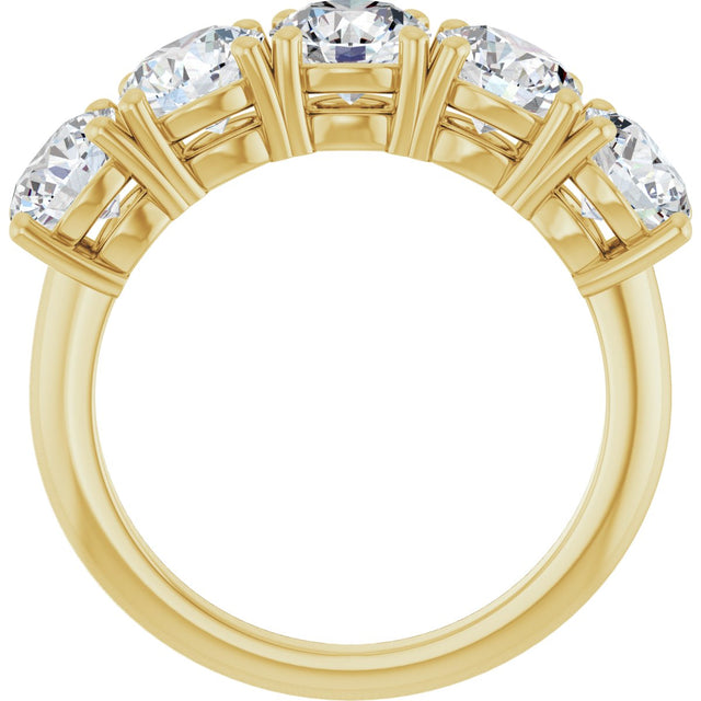 14K Gold Round Lab-Grown Diamond Five-Stone Anniversary Band - 5.5mm Stones - Yellow Gold - view 2