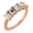 14K Gold Emerald Lab-Grown Diamond Five-Stone Anniversary Band - 4x3mm Stones - Rose Gold
