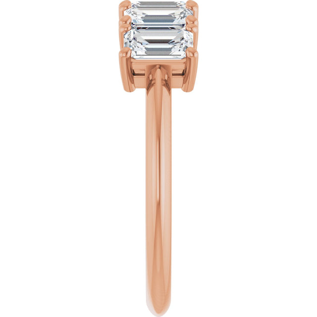 14K Gold Emerald Lab-Grown Diamond Five-Stone Anniversary Band - 1 7/8-5 1/2 CTW - Rose Gold - view 4
