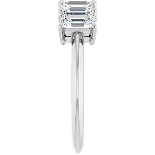 14K Gold Emerald Natural Diamond Five-Stone Anniversary Band - 1 7/8-2 1/2 CTW - White Gold - view 4