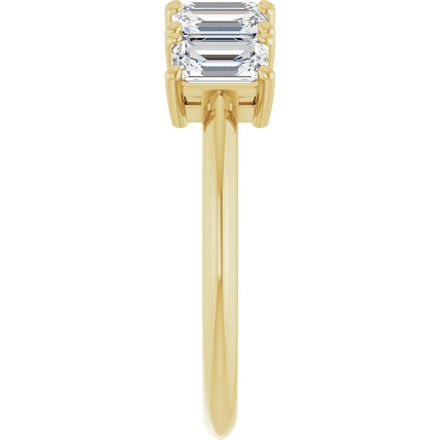 14K Gold Emerald Lab-Grown Diamond Five-Stone Anniversary Band - 1 7/8-5 1/2 CTW - Yellow Gold - view 4