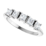 Platinum Square Lab-Grown Diamond Five-Stone Anniversary Band - 1/4-1/2 CTW - view 5