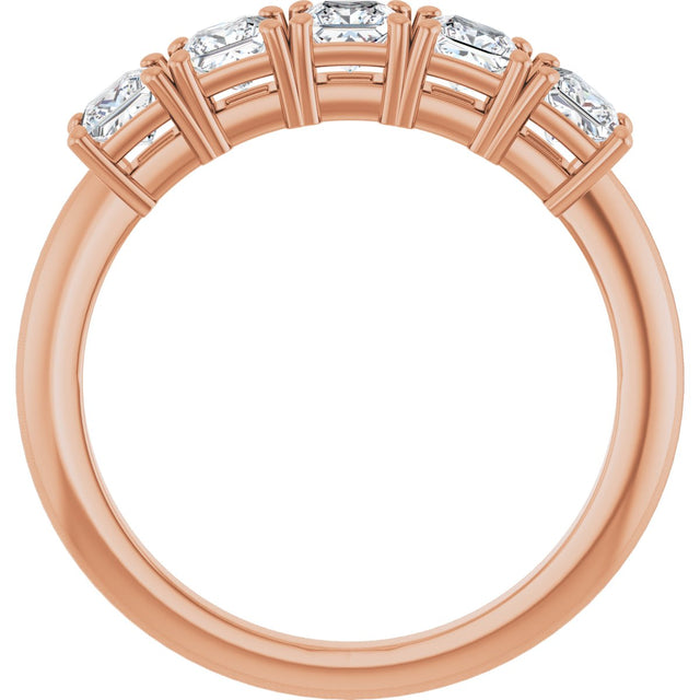 14K Gold Square Lab-Grown Diamond Five-Stone Anniversary Band - 3/4-7 CTW - Rose Gold - view 2
