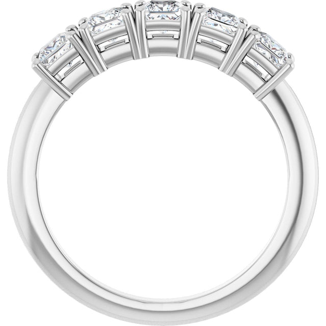 14K Gold Square Natural Diamond Five-Stone Anniversary Band - 3/4 CTW - White Gold - view 2