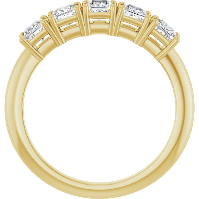 14K Gold Square Lab-Grown Diamond Five-Stone Anniversary Band - 3/4-7 CTW - Yellow Gold - view 2