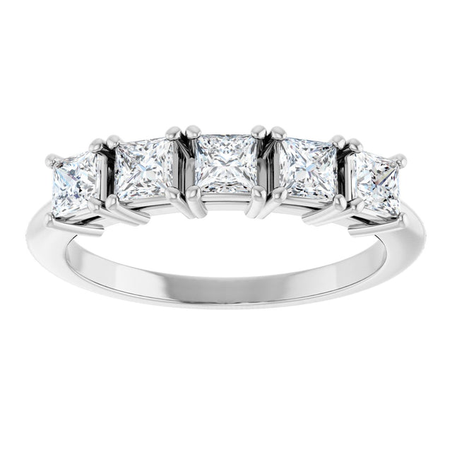 14K Gold Square Lab-Grown Diamond Five-Stone Anniversary Band - 3/4-7 CTW - White Gold - view 3