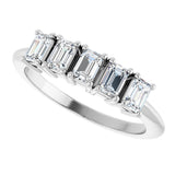 Platinum Emerald Lab-Grown Diamond Five-Stone Anniversary Band - 3.75x2.5mm Stones - view 5