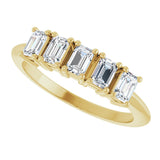 14K Gold Emerald Lab-Grown Diamond Five-Stone Anniversary Band - 3.75x2.5mm Stones - Yellow Gold - view 5