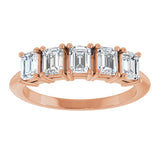 14K Gold Emerald Lab-Grown Diamond Five-Stone Anniversary Band - 4x3mm Stones - Rose Gold - view 3