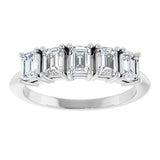 14K Gold Emerald Lab-Grown Diamond Five-Stone Anniversary Band - 4x3mm Stones - White Gold - view 3