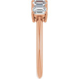 14K Gold Emerald Lab-Grown Diamond Five-Stone Anniversary Band - 4x3mm Stones - Rose Gold - view 4