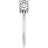 Platinum Emerald Lab-Grown Diamond Five-Stone Anniversary Band - 4x3mm Stones - view 4